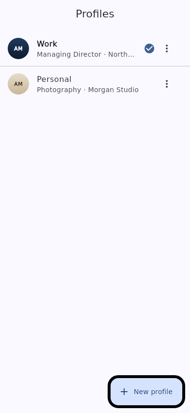 Switching between saved profiles