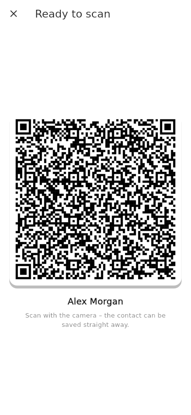 The QR code shown full screen for scanning